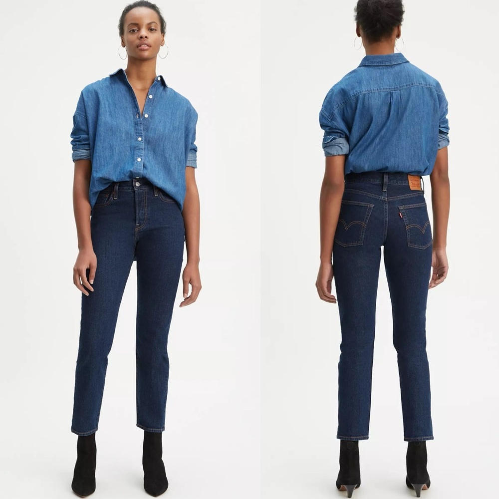 Levi’s Premium Women’s Wedgie Fit High Rise Button Fly Ankle Jeans Dark Wash 25